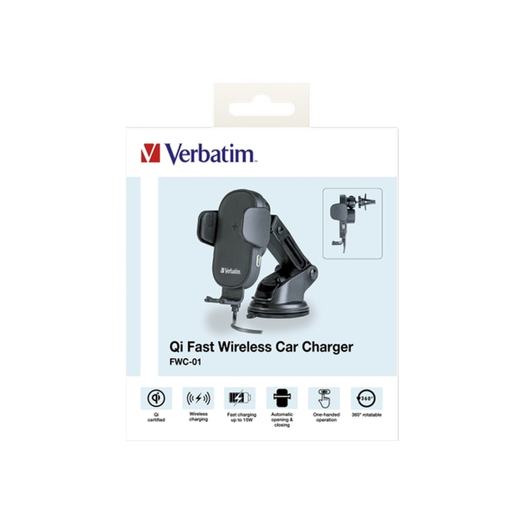 Універсальний автотримач Verbatim FWC-01 with Qi Fast Wireless Car Charger (49552) - изображение 11