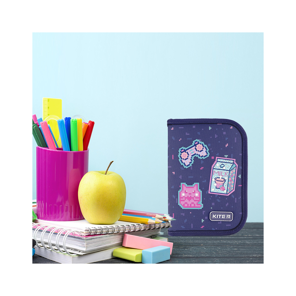 Пенал Kite Pixel Love K24-622-5, 1 відділення, 2 відвороти (K24-622-5) - зображення 6