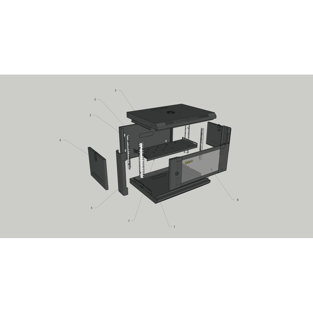 Шафа настінна GEAR 9U 19'' 600x600x450 мм, + полка 19", black (GWMSN-9U-600-600) - изображение 5