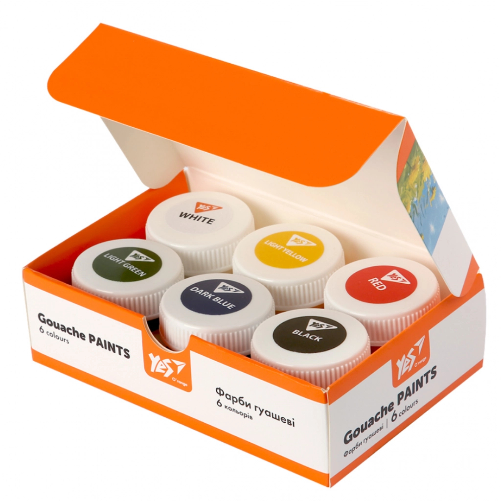 Гуашеві фарби Yes Orange Line 6 кольорів по 20 мл (230430) - изображение 2
