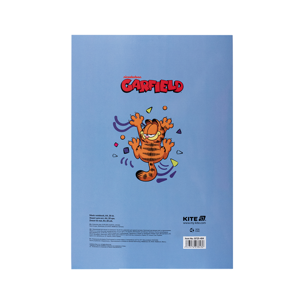 Зошит Kite для нот Garfield А4, 20 аркушів (GF25-404) - зображення 5