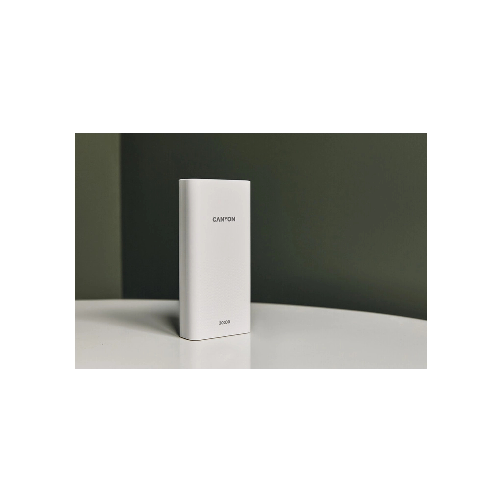 Батарея універсальна Canyon 20000mAh, Input 5V/2A, Output 5V/2.1A(Max), White (CNE-CPB2001W) - зображення 4