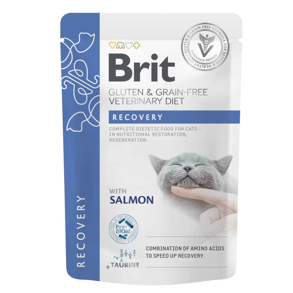 Вологий корм для кішок Brit GF VetDiets Recovery з лососем 85 г (8595602566693) - зображення 1