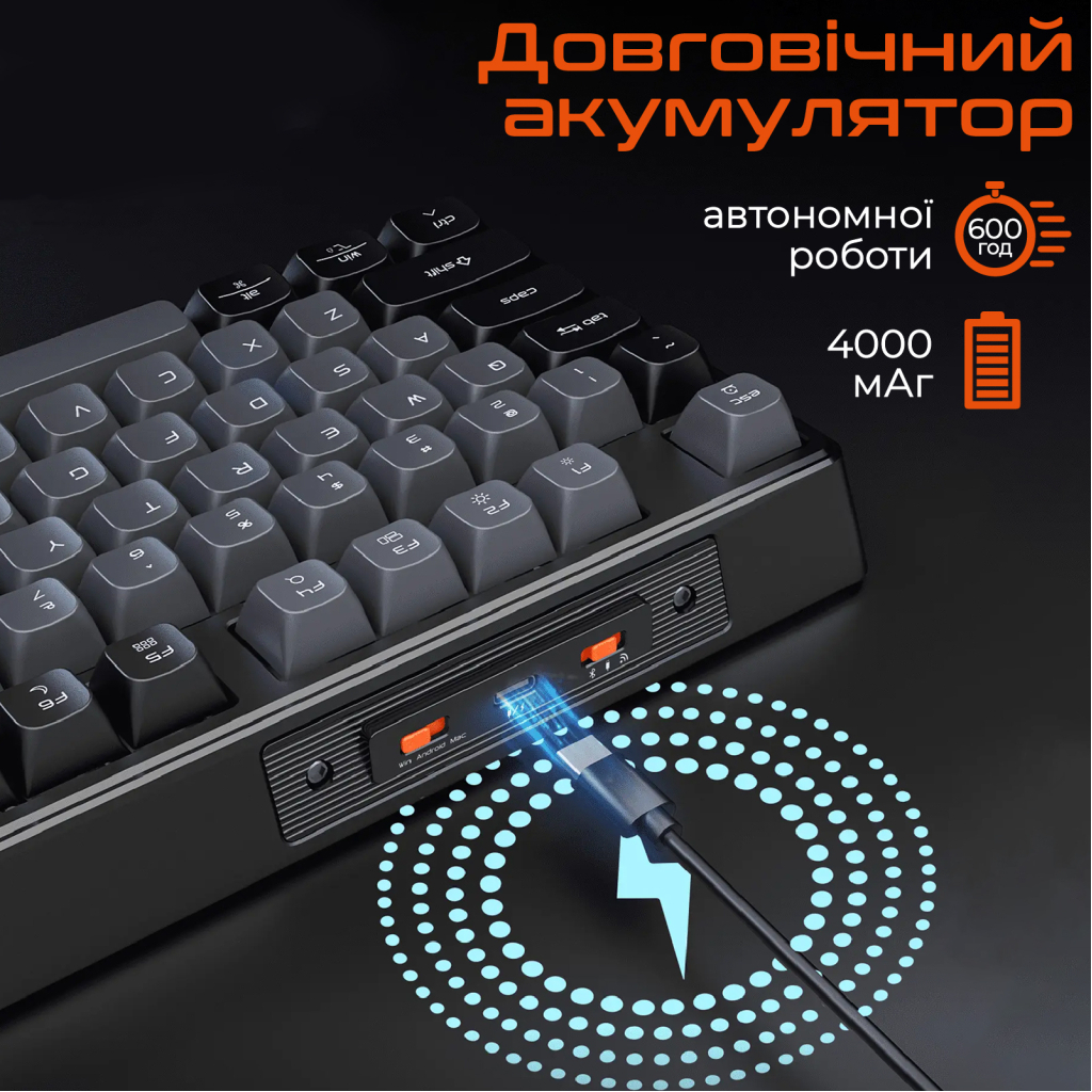 Клавіатура Meetion MK14 Bluetooth/USB Type-C Black (MT-MK14-A-RUA) - зображення 8