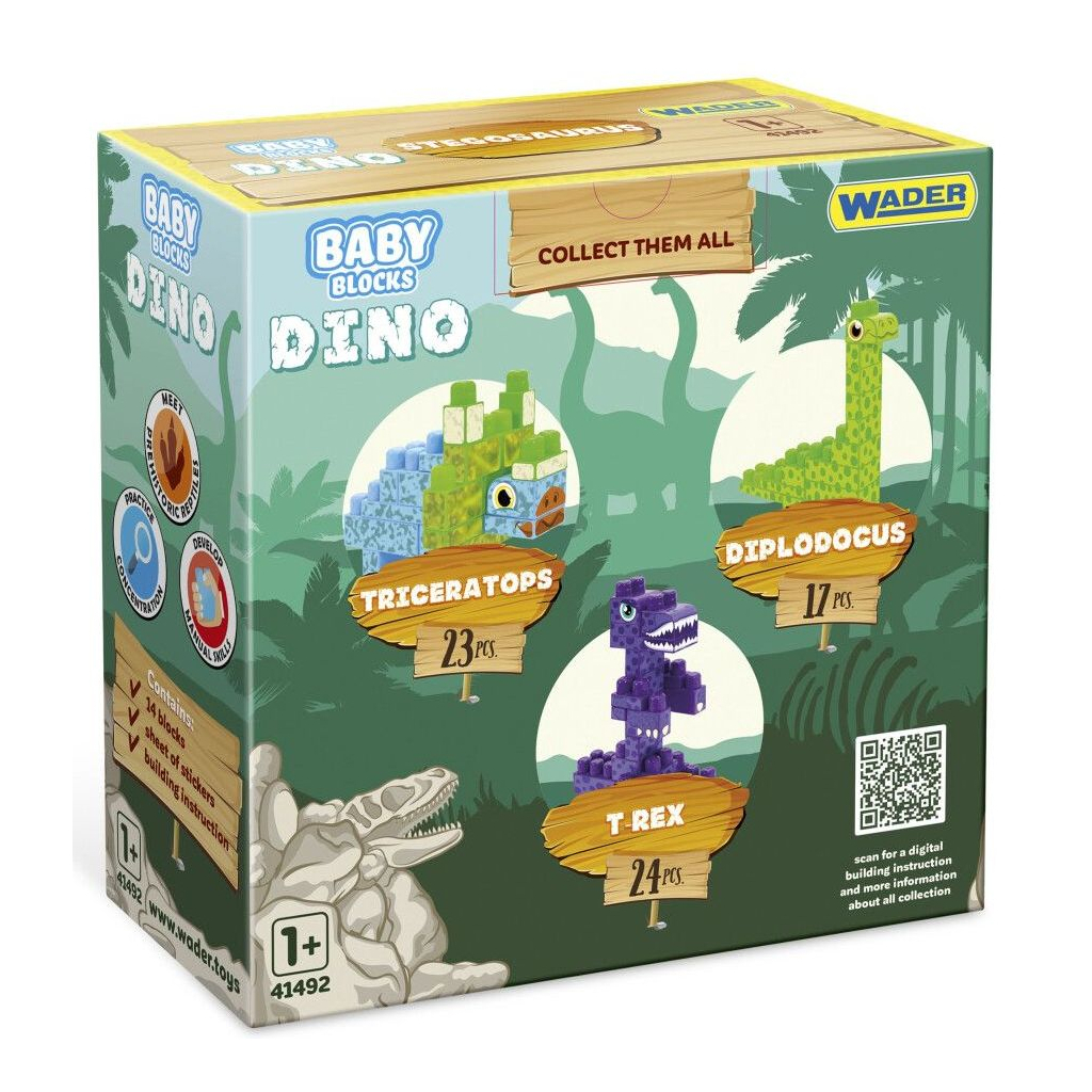 Конструктор Wader Baby Blocks Діно - трицератопс (41494) - зображення 3