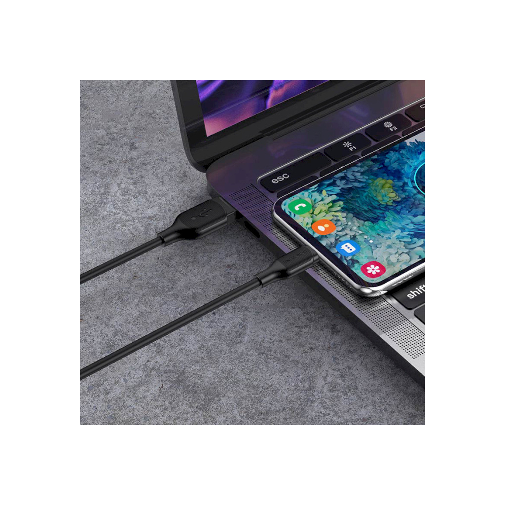 Дата кабель USB 2.0 AM to USB-C 1.0m 3A silicone BX42 black BOROFONE (6931474736765) - зображення 4