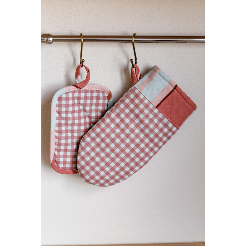 Кухонна прихватка Прованс Набір рукавиця 29х15 та прихватка 15х20 Коралова клітинка (035661) - изображение 2