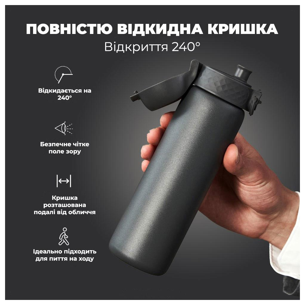 Пляшка для води ION8 OneTouch Vacuum Insulated 500 мл Grey (I8TS500GRY) - зображення 3