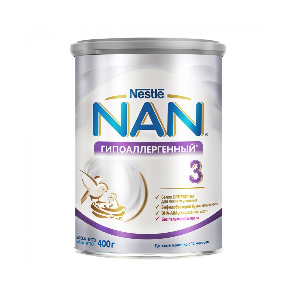 Дитяча суміш Nestle NAN 3 Гіпоалергенний +12 мiс. 400 г (7613034080028) - зображення 1