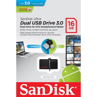 USB флеш накопичувач SanDisk 16GB Ultra Dual OTG for Android Black USB 3.0 (SDDD2-016G-G46) - зображення 6