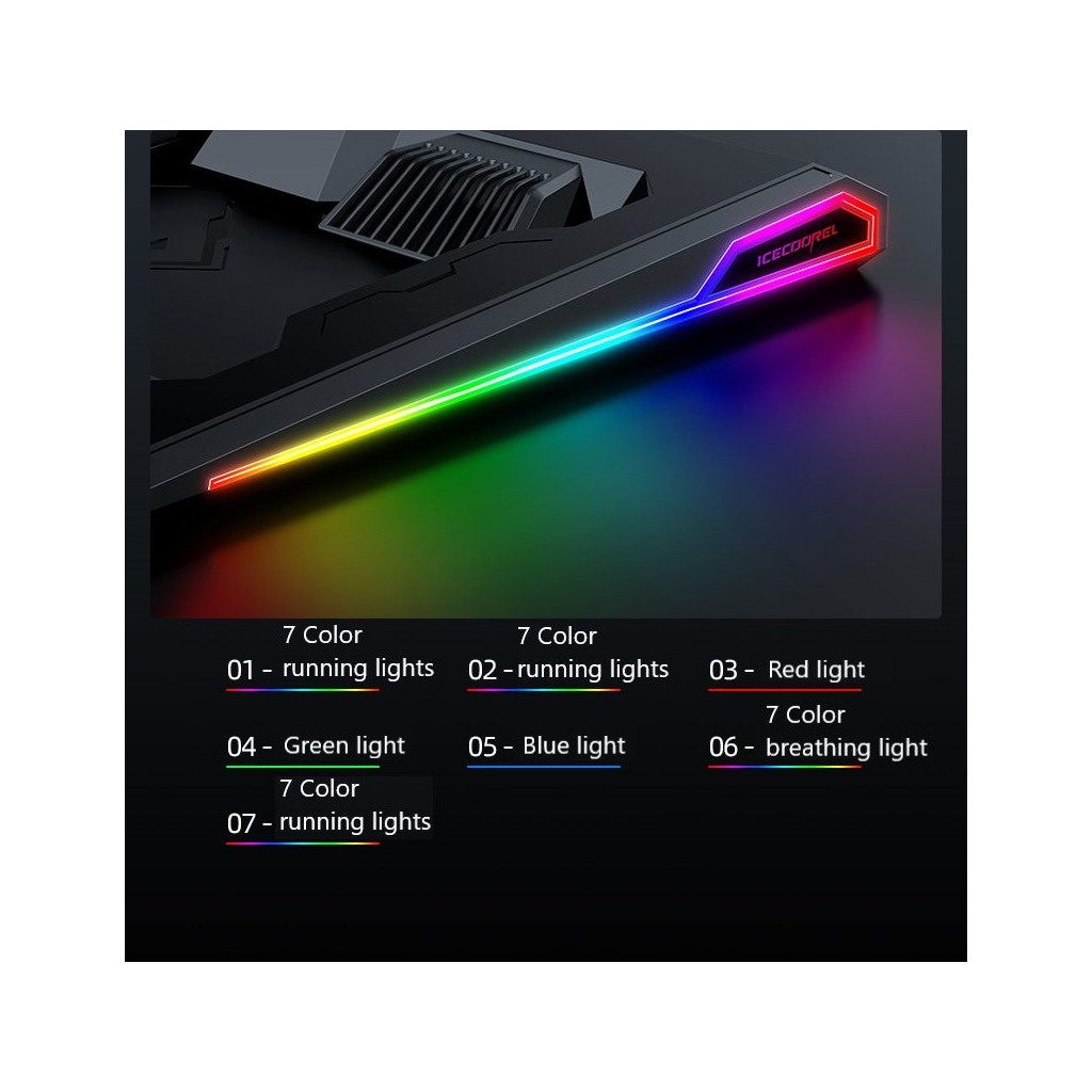 Підставка до ноутбука IceCoorel 10-15.6", 2*60mm 2800 RPM, USB2.0+LCD+speed control., 400x350x45mm (A3) - изображение 4