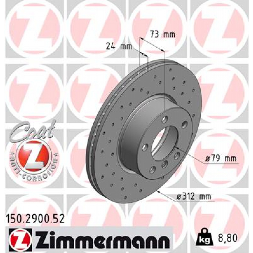 Гальмівний диск ZIMMERMANN 150.2900.52 - зображення 1