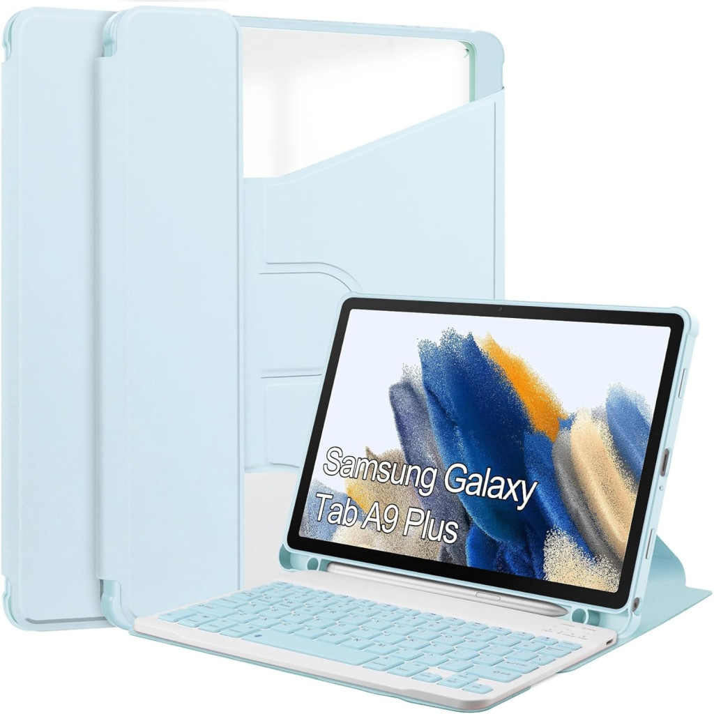 Чохол до планшета BeCover Keyboard 360° Rotatable Samsung Tab A9 Plus SM-X210/SM-X215/SM-X216 11.0" Light Blue (710332) - зображення 1