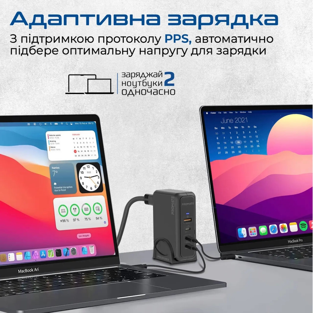 Зарядний пристрій Promate ganport-140w.black - зображення 7