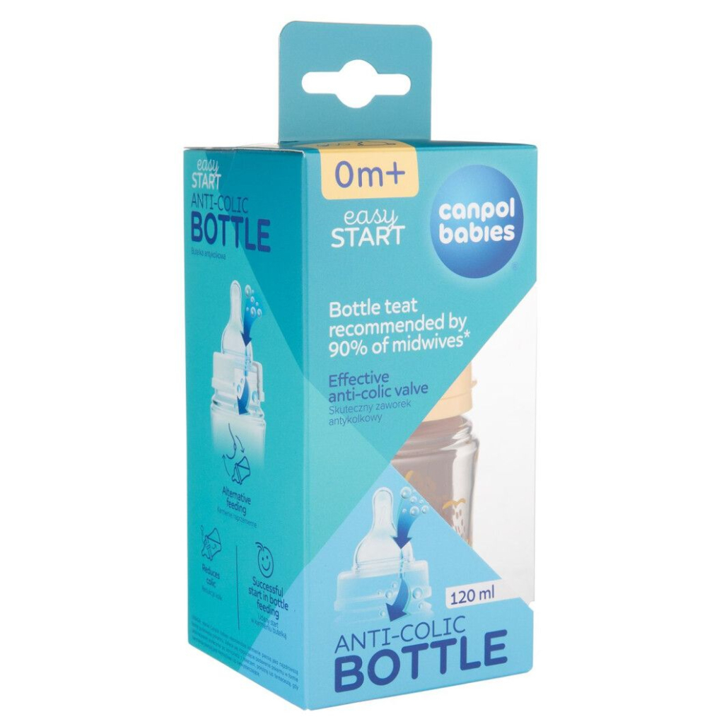 Пляшечка для годування Canpol babies Easystart MOUNTAINS антиколікова з широким отвором 120 мл бежева (35/242_bei) - зображення 3