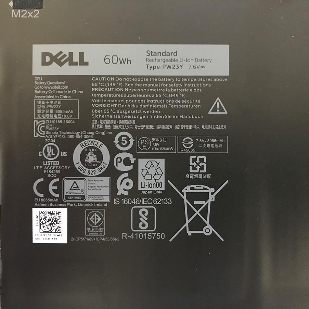 Акумулятор до ноутбука Dell XPS 13-9360 PW23Y, 60Wh (8085mAh), 6cell, 7.6V, Li-ion (A47313) - зображення 4