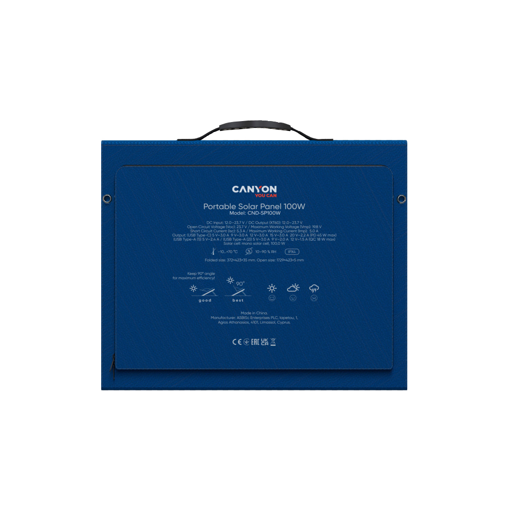 Портативна сонячна панель Canyon CND-SP100W - изображение 9