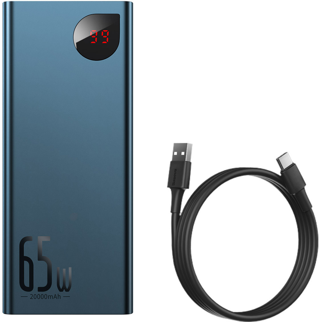 Батарея універсальна Baseus Adaman Metal 20000mAh, PD/65W, QC/3.0, +cable USB to Type-C (PPIMDA-D03) - зображення 7