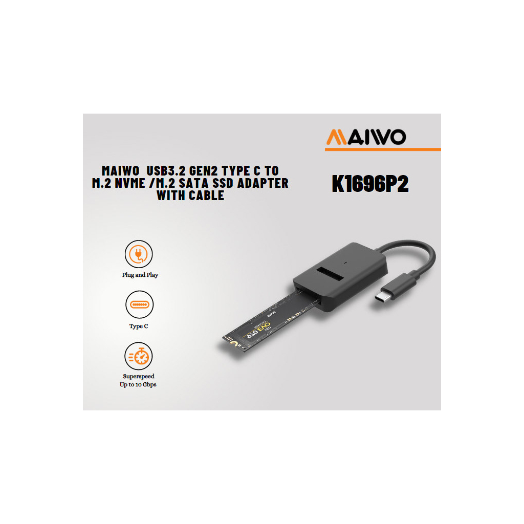 Кишеня зовнішня Maiwo M.2 NVMe/SATA SSD combo USB3.2 Gen2 Type-C (K1696P2) - зображення 3