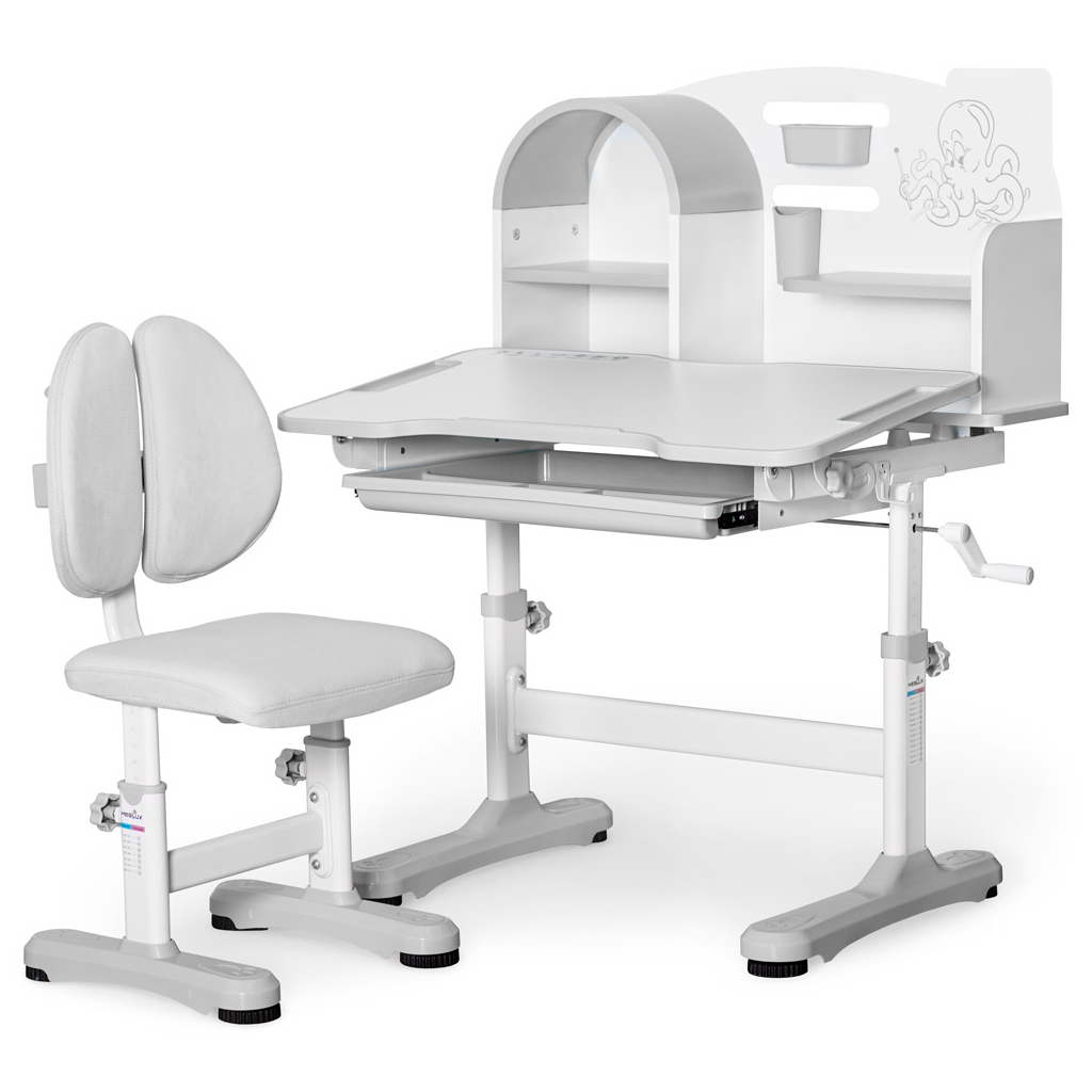 Парта зі стільцем Mealux Octo Grey (+ полиця) (BD-33 G) - зображення 1