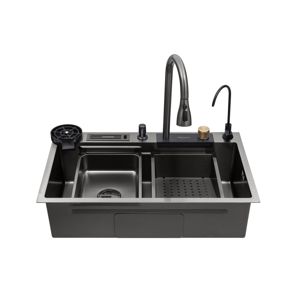 Мийка кухонна Kroner Schwarze-SET7545NBPVD (CV033805) - зображення 5