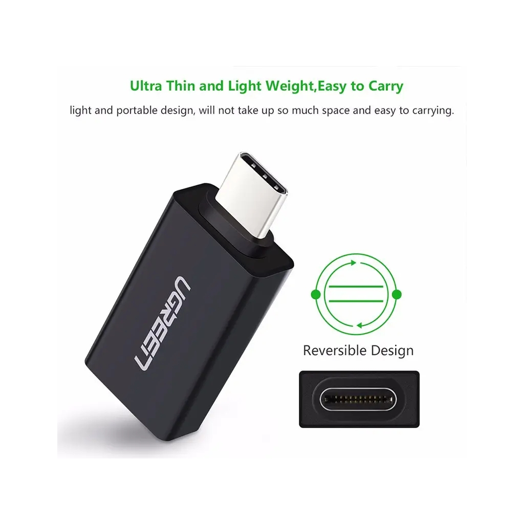Перехідник OTG USB 3.0 AF to USB-C US173 black Ugreen (20808) - зображення 4