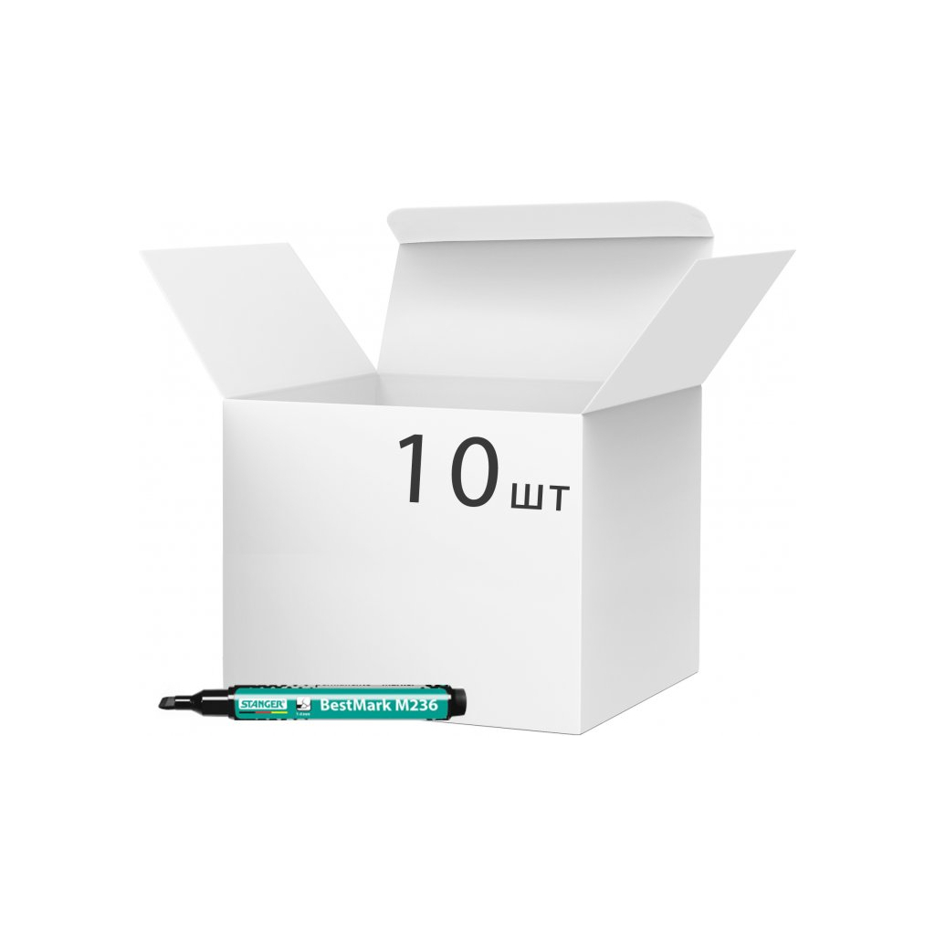 Маркер Stanger водостійкий, 1-4 мм, клин. накінечник чорний 10 шт (MARKER-PER-STM236B10) - зображення 1