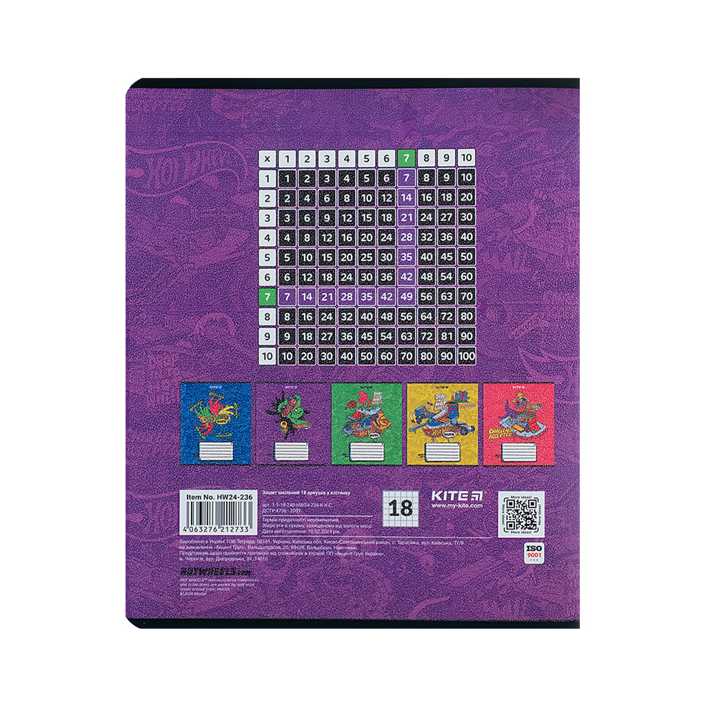 Зошит Kite Hot Wheels 18 аркушів, клітинка (HW24-236) - зображення 7