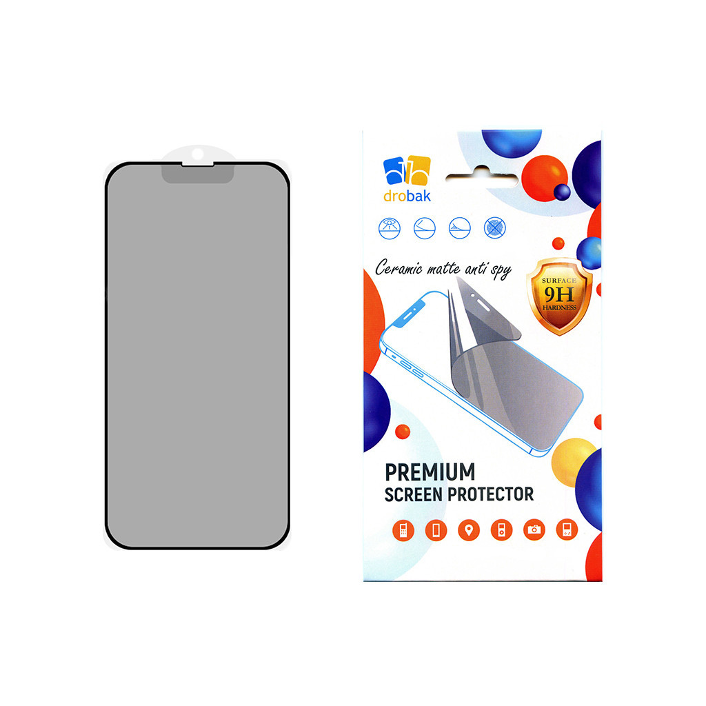Скло захисне Drobak Matte Ceramics Anti Spy Apple iPhone 15 Pro (292926) - зображення 1
