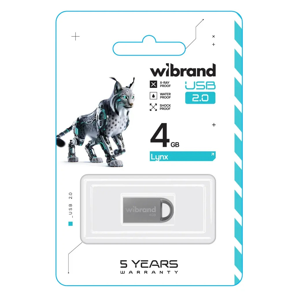 USB флеш накопичувач Wibrand 4GB lynx Silver USB 2.0 (WI2.0/LY4M2S) - зображення 2