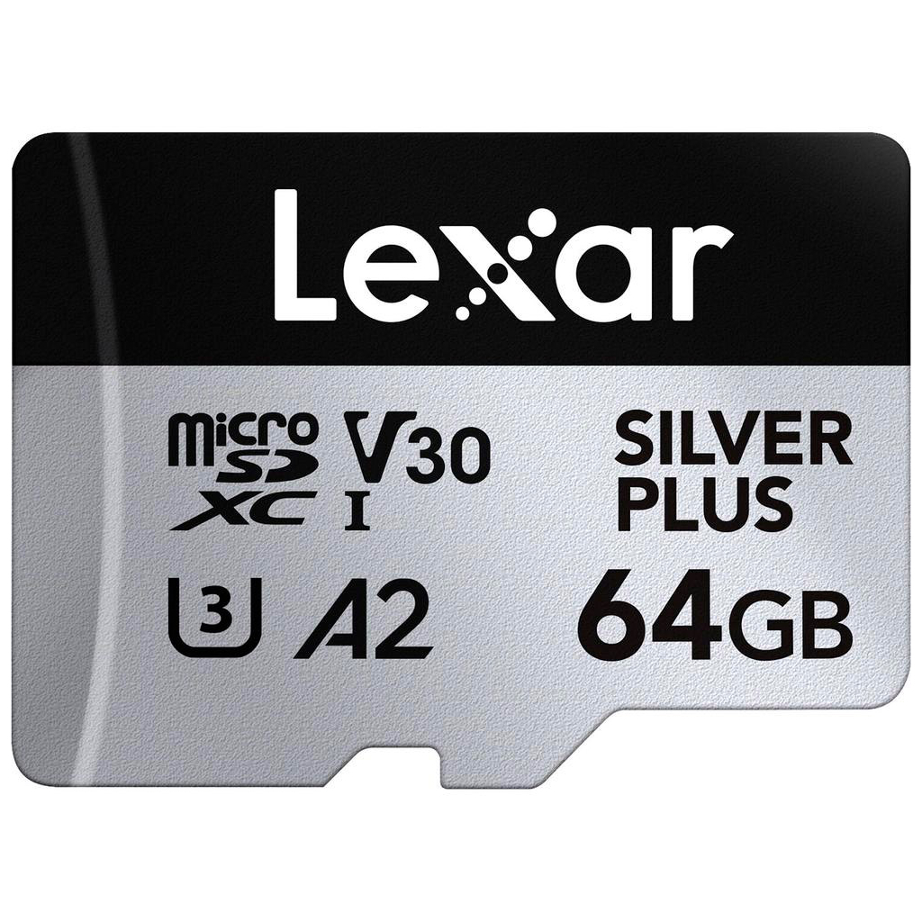 Карта пам'яті Lexar 64GB microSDXC class 10 UHS-I U3 V30 A2 Professional Silver (LMSSIPL064G-BNANG) - изображение 1