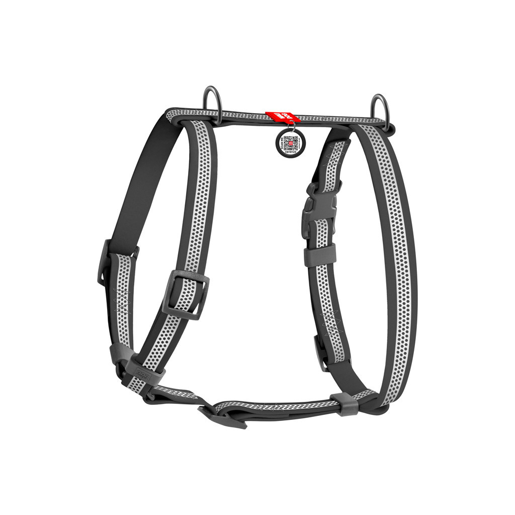 Шлея для собак WAUDOG Waterproof анатомічна Н-подібна з QR-паспортом L сіра (326211) - зображення 2