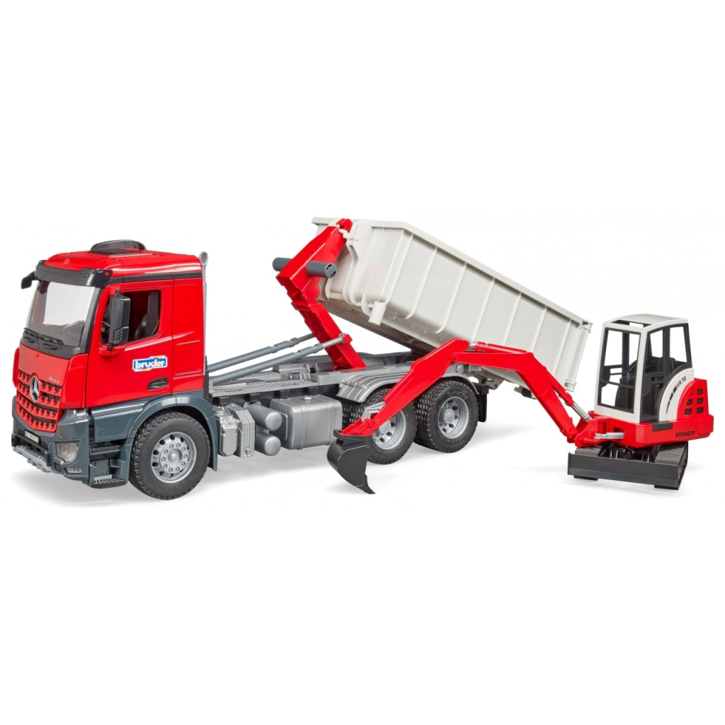 Спецтехніка Bruder автомобіль MB Arocs з будівельним контейнером та міні-екскаватор Schaeff (03624) - зображення 3