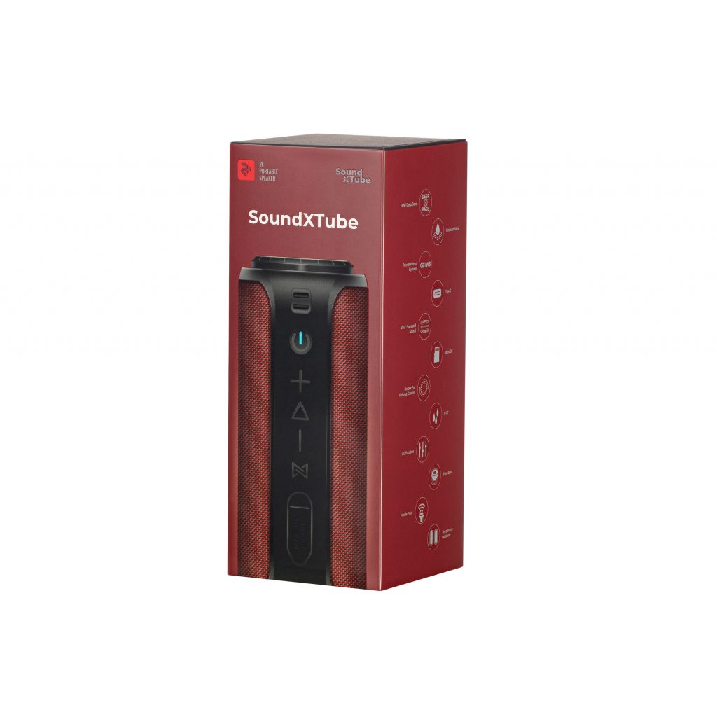 Акустична система 2E SoundXTube TWS MP3 Wireless Waterproof Red (2E-BSSXTWRD) - зображення 3