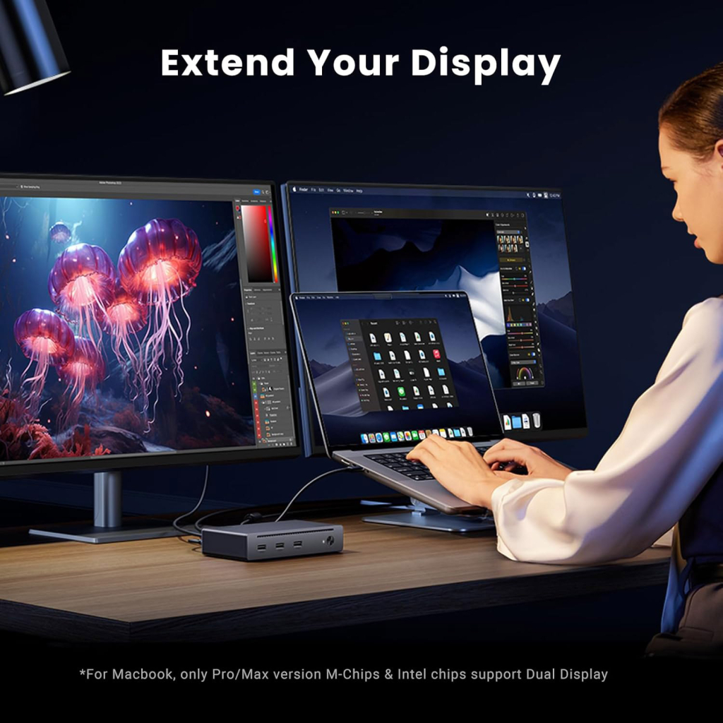 Концентратор Ugreen Thunderbolt 4 to 3xTh.4/3xUSBA 3.2/RJ45 Gigabit/140W ARevodok Max 8-in-1 U708 (25053EU) - зображення 4