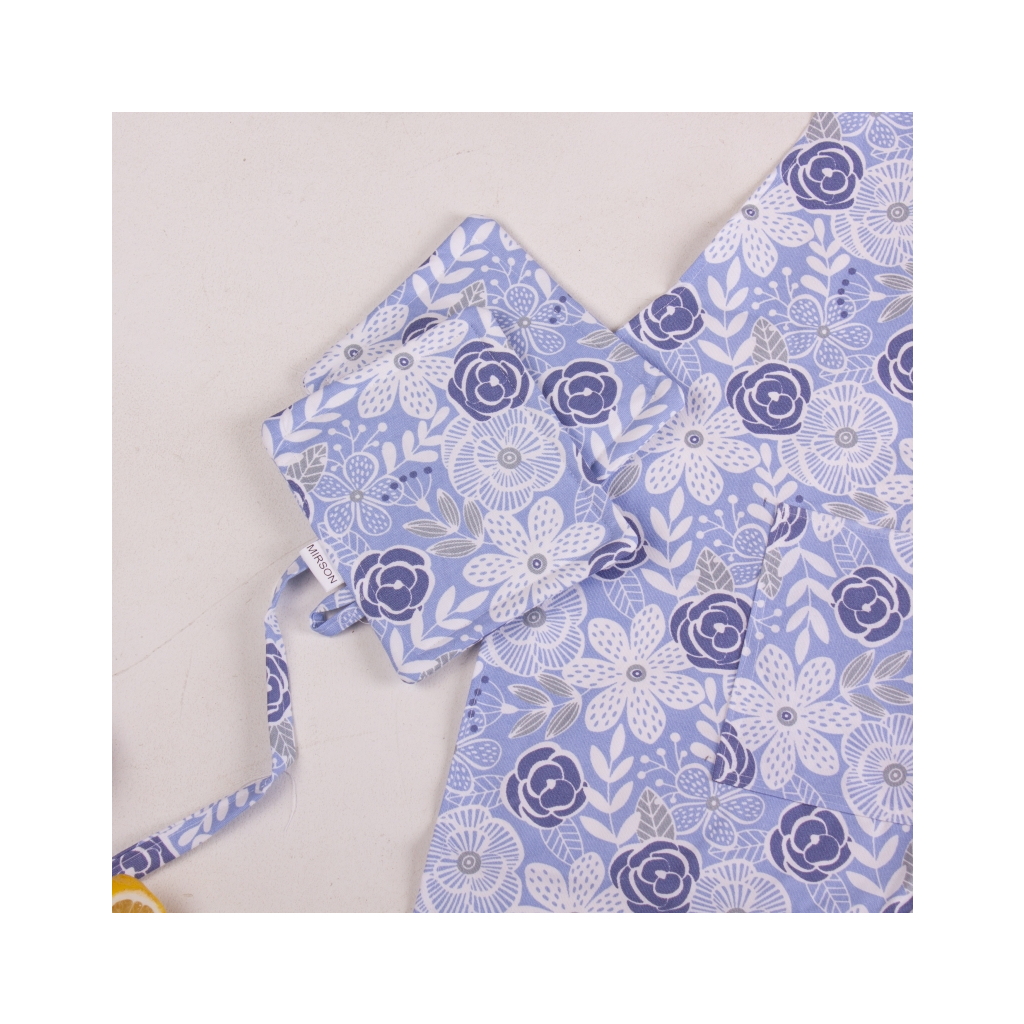 Фартух MirSon Набір №203 - Blue flowers дві прихватки + дві рукавички-прихватки + фартух (2200006753889) - зображення 4