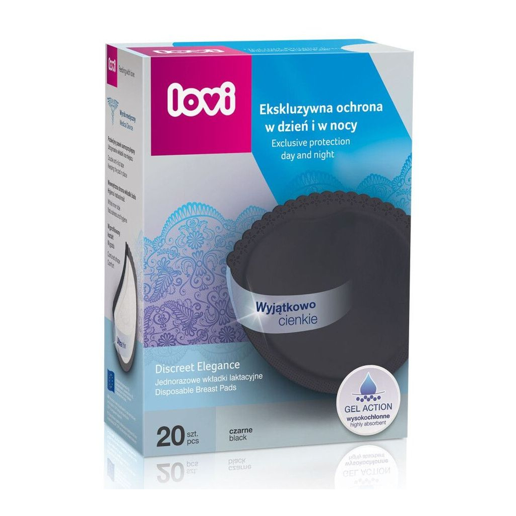 Вкладиш для бюстгальтера Lovi Discreet Elegance лактаційні прокладки 20 шт. чорні (19/611) - зображення 1