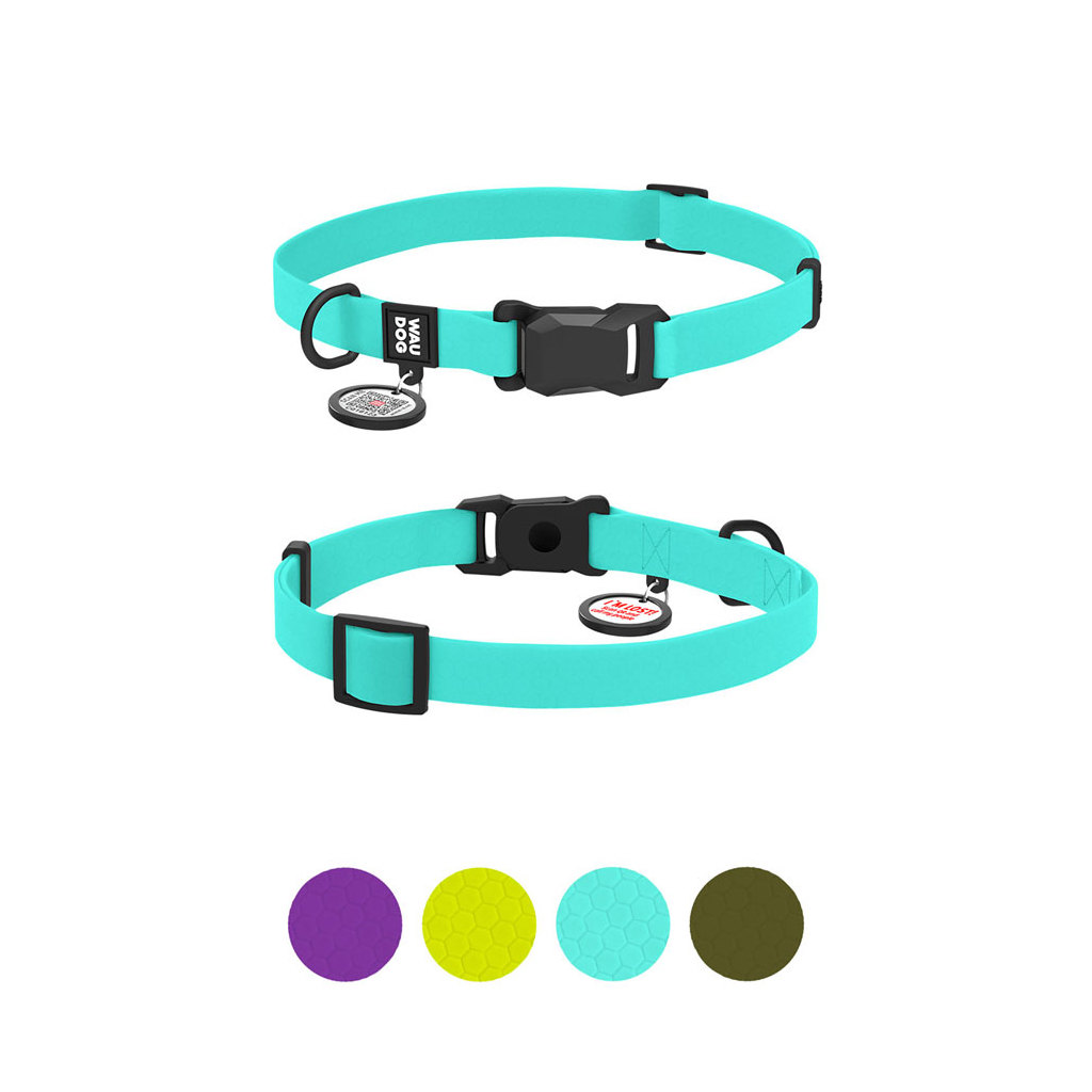 Нашийник для тварин WAUDOG Magnet c QR паспортом, магнітна пряжка-фастекс S тіффані (279427) - зображення 5