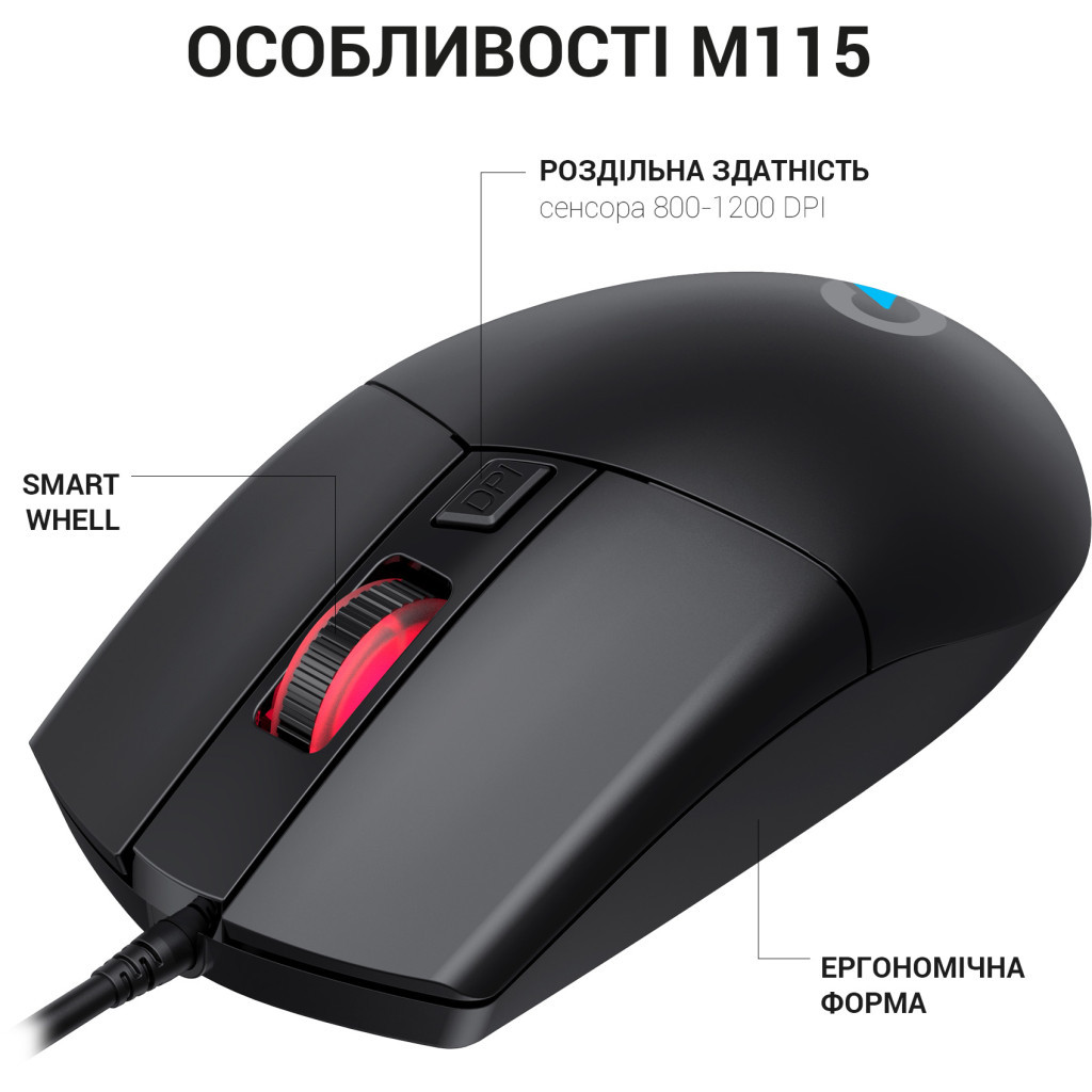 Мишка OfficePro M115 USB Black (M115) - зображення 4