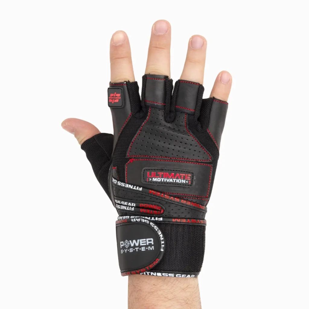 Рукавички для фітнесу Power System Ultimate Motivation PS-2810 Black Red Line L (PS_2810_L_Black/Red) - зображення 4