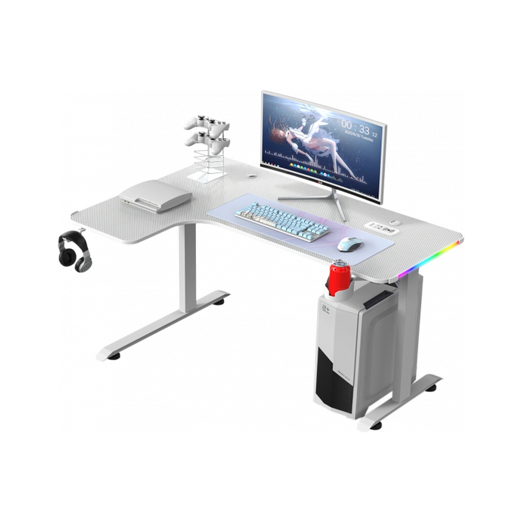 Комп'ютерний стіл GT Racer T-1217 White (T-1217 (160x60-100x73) White) - зображення 4