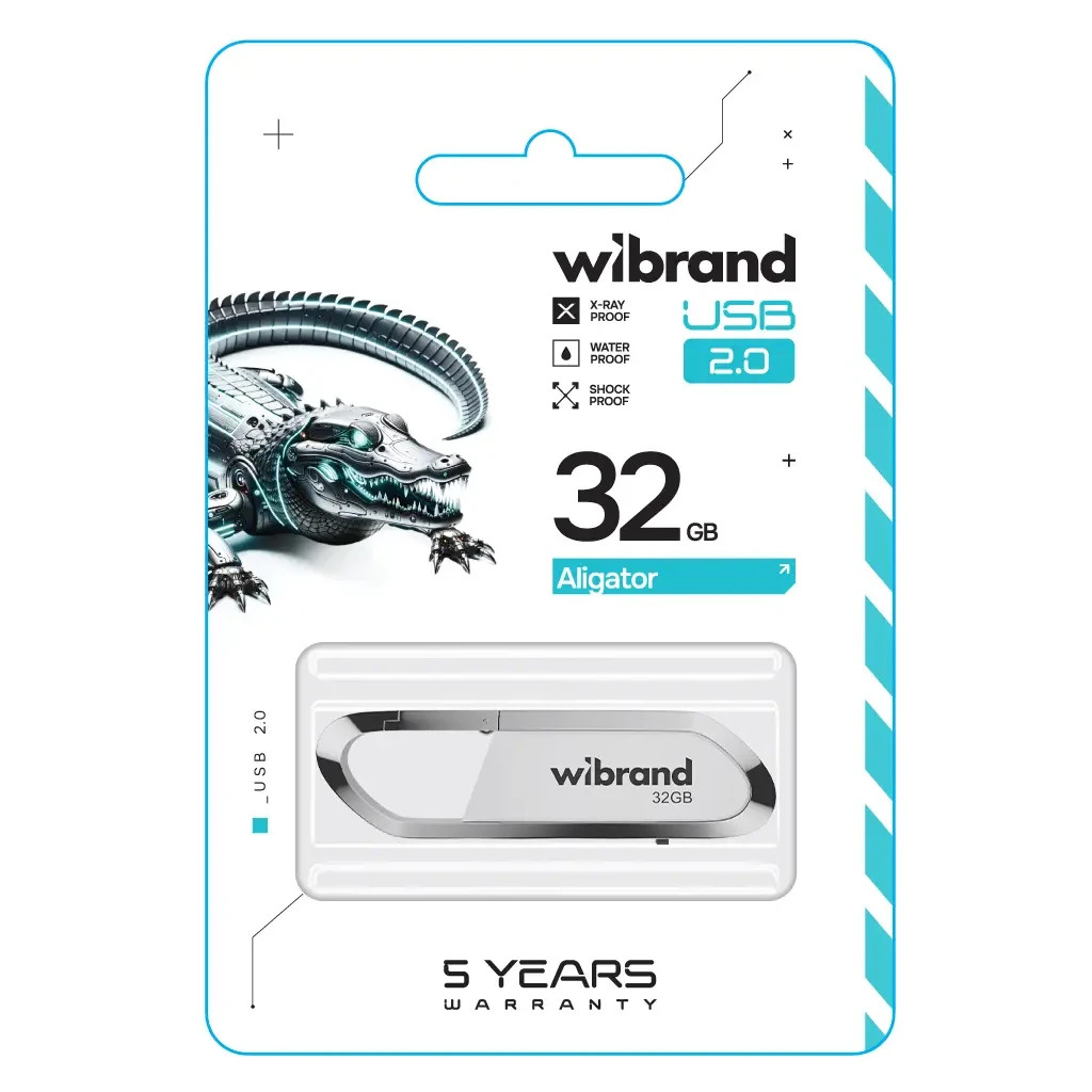 USB флеш накопичувач Wibrand 32GB Aligator White USB 2.0 (WI2.0/AL32U7W) - зображення 2