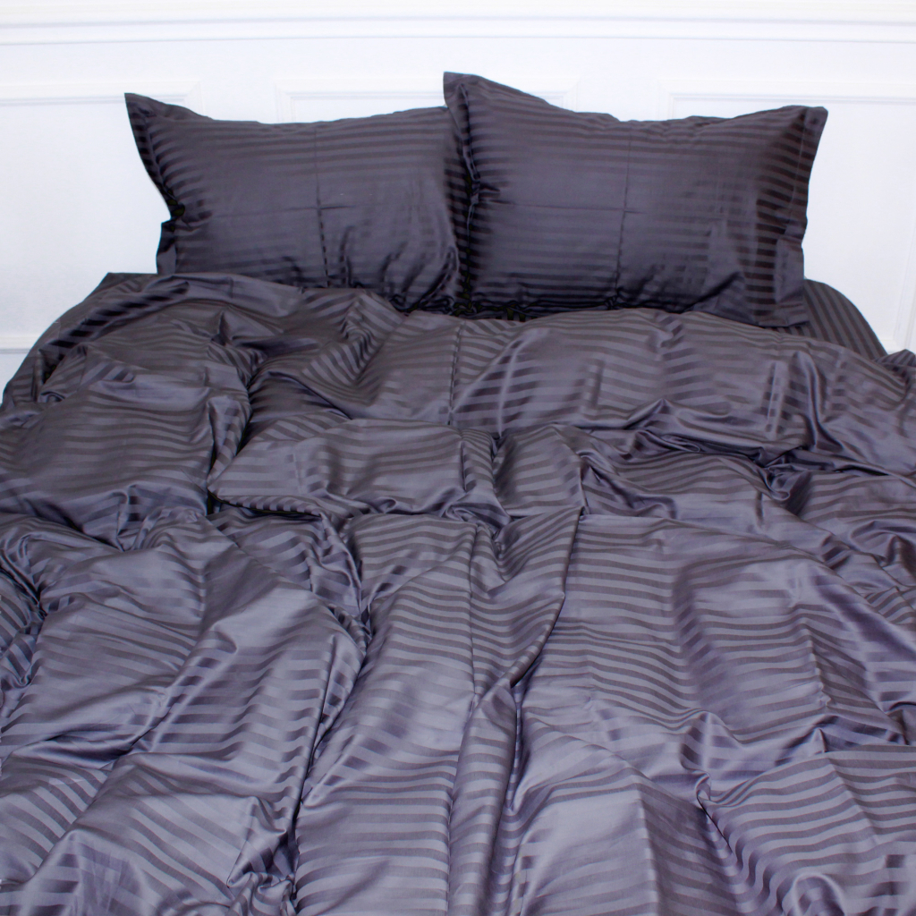 Підковдра MirSon Satin Stripe 30-0012 Dark Gray 160х220 см (2200005252116) - зображення 1