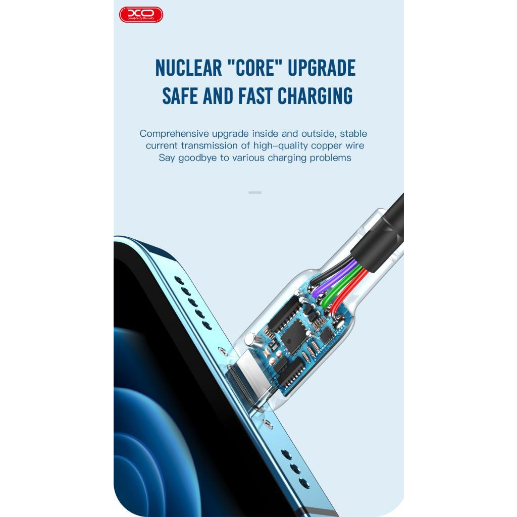 Дата кабель USB 2.0 AM to Lightning 1.0m 2.1A silicone blue XO (NB208-L-1-BL) - зображення 2