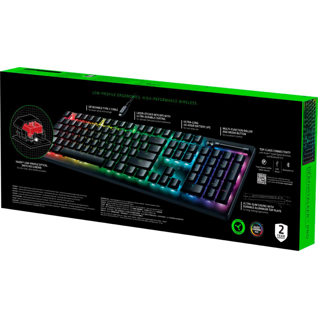 Клавіатура Razer DeathStalker V2 Pro Wireless Red Switch UA Black (RZ03-04360800-R3M1) - зображення 8