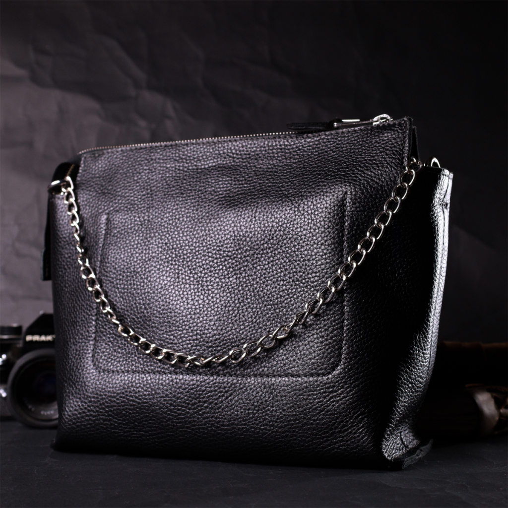 Сумка Grande Pelle З натуральної шкіри Чорна (11655) - зображення 10