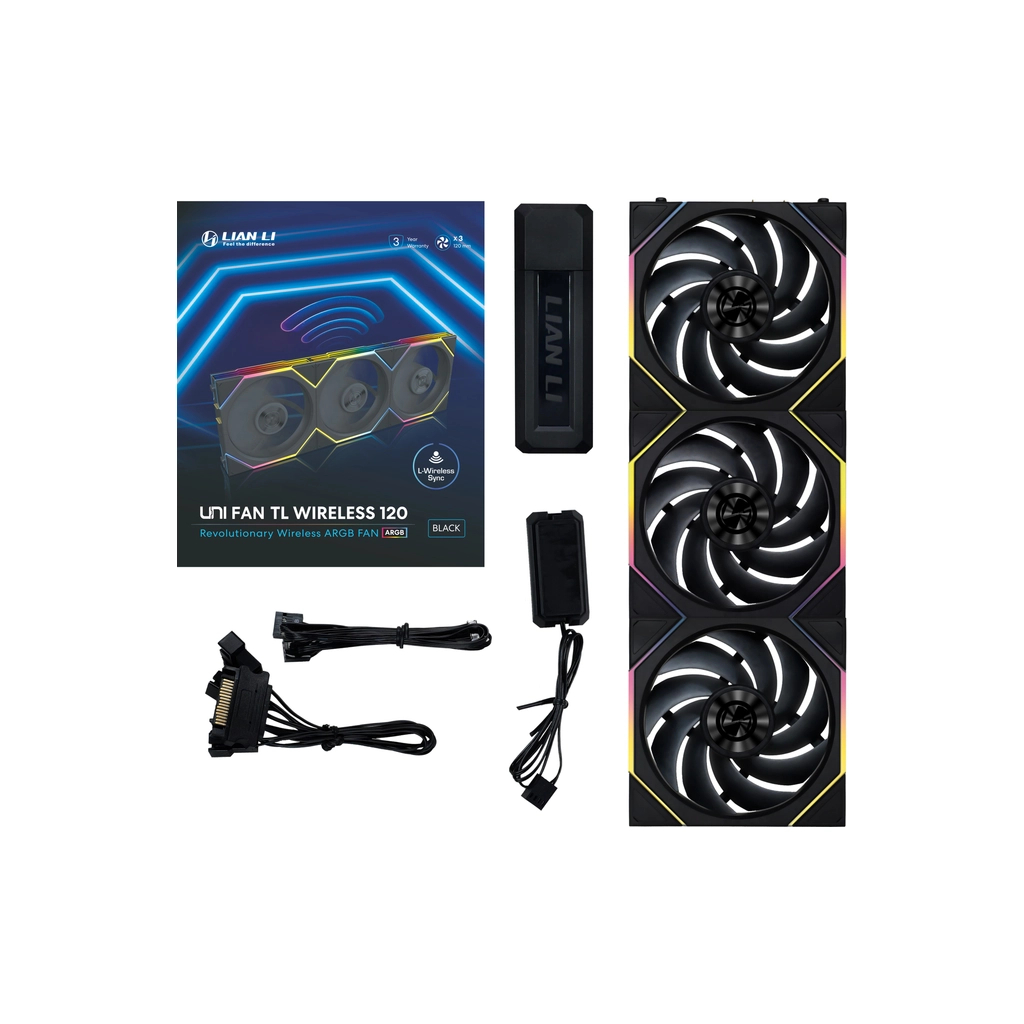 Кулер до корпусу Lian Li Uni Fan TL WIRELESS 120-3, Black (G99.12TL1W3B.00) - зображення 8