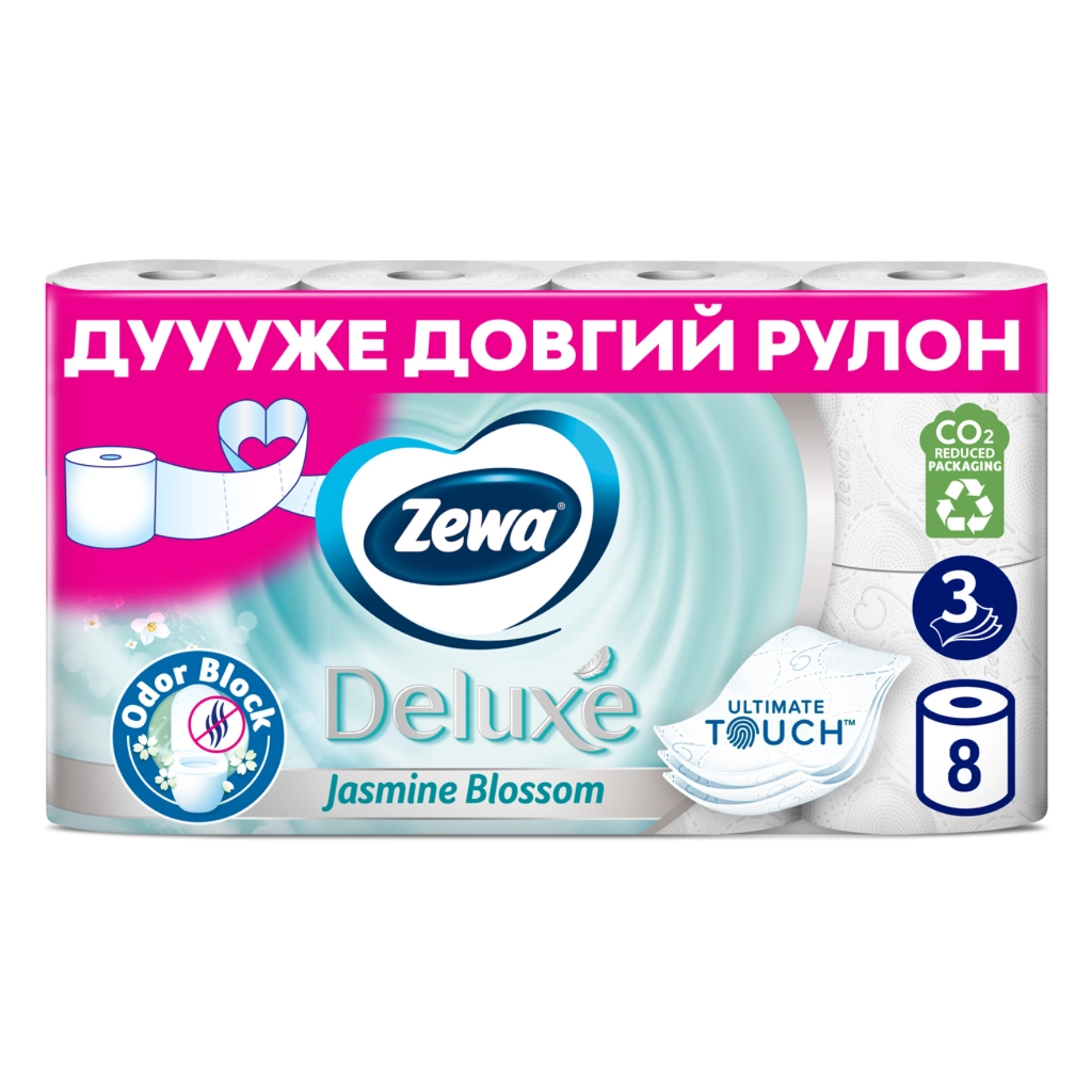 Туалетний папір Zewa Deluxe Жасмин 3 шари 8 рулонів (7322541171753) - зображення 2