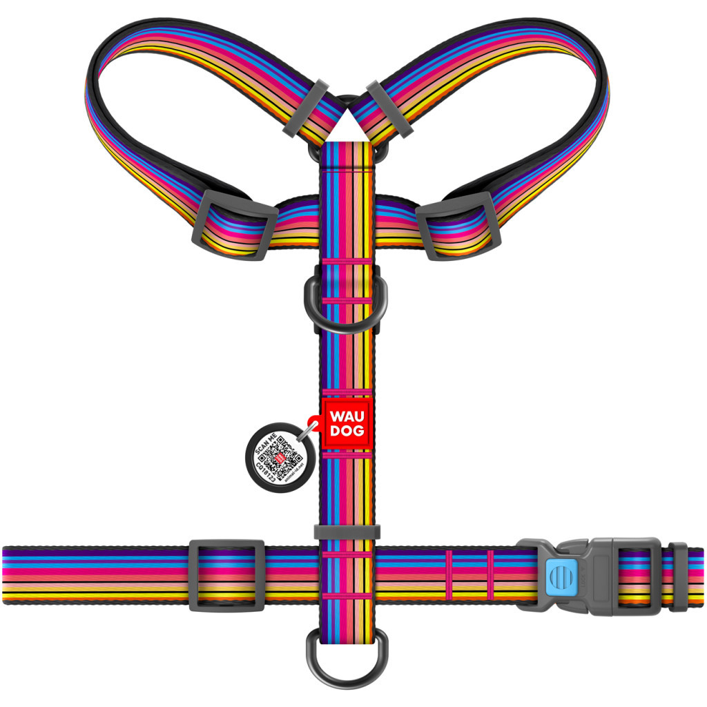 Шлея для собак WAUDOG Nylon з QR паспортом анатомічна H-подібна "Лінія 1" S (5614) - зображення 2