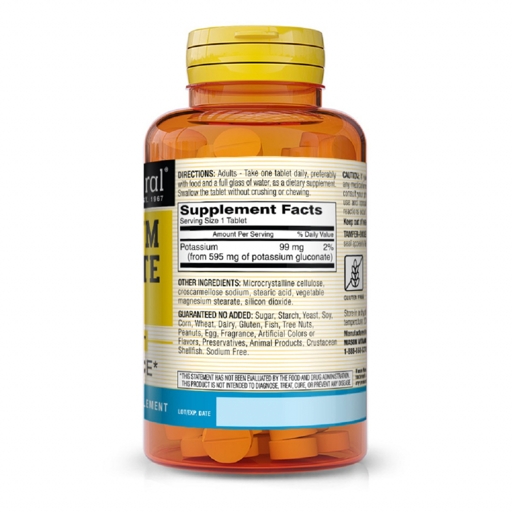 Мінерали Mason Natural Калій Глюконат 595мг, Potassium Gluconate, 100 таблеток (MAV06181) - зображення 2